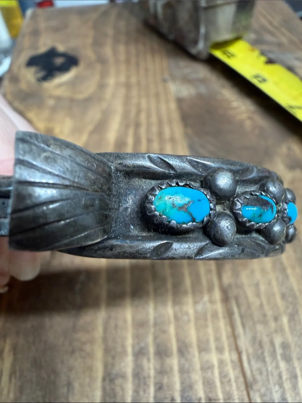 Vintage Sterling Silver Turquoise Watch Cuff